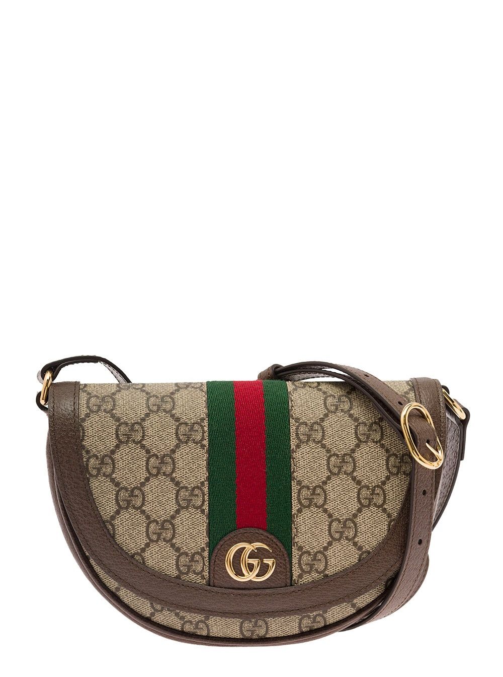 Gucci 'Ophidia' Beige Crossbody bag with Web detail in GG Canvas and Ebony for Women Size ONE SIZE - 1 Thumbnail