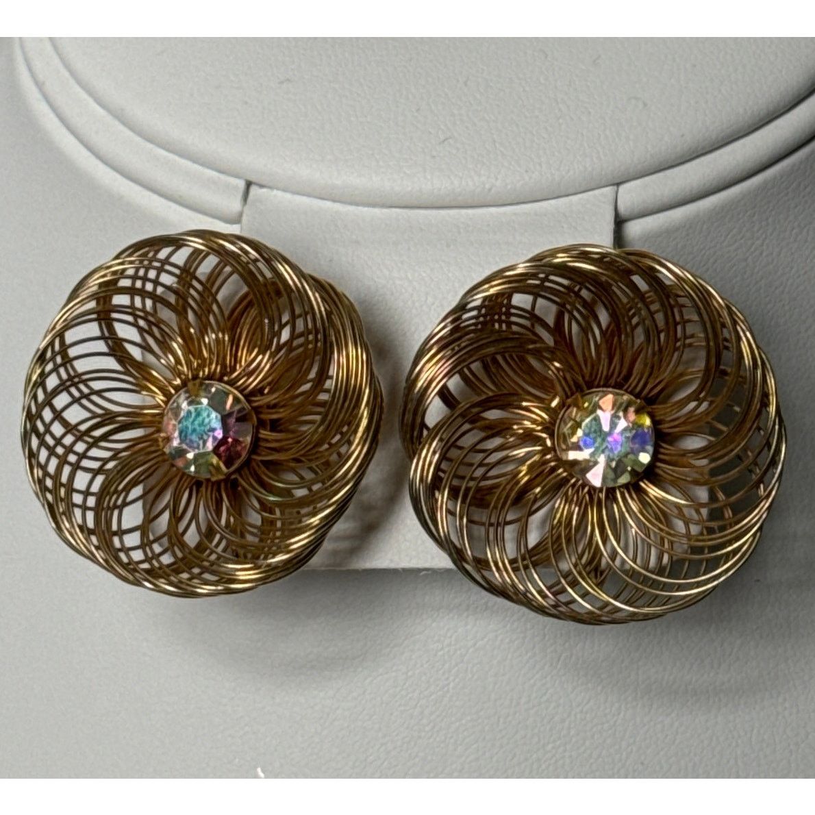 Vintage Vtg Stamped SAC Earrings Clip On wire with gemstone earrings Size ONE SIZE - 6 Thumbnail