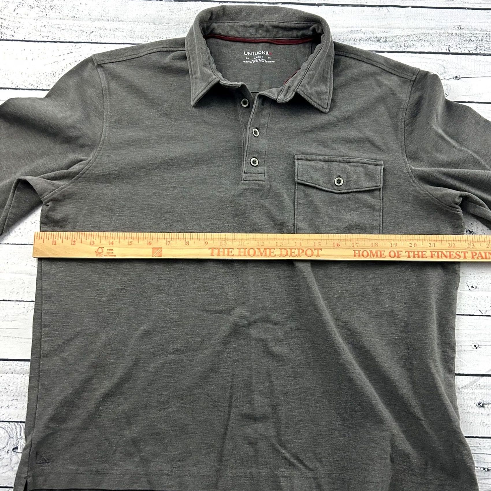 UNTUCKit UNTUCKit Matthieu Long Sleeve Button-Up Rugby Polo Shirt Men's Large Brown Size US L / EU 52-54 / 3 - 4 Thumbnail