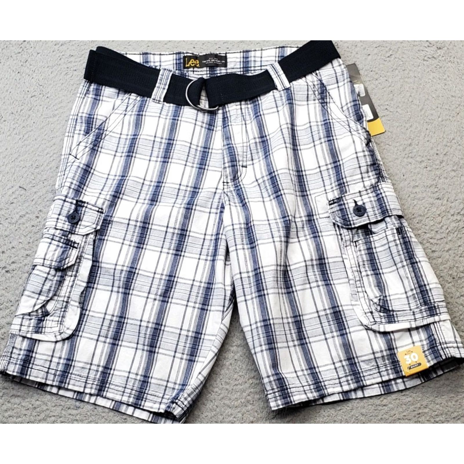 Lee Lee Cargo Shorts Mens Size 30 Multicolor Plaid Belted Wyoming Outdoor 11" Inseam Size US 30 / EU 46 - 2 Thumbnail
