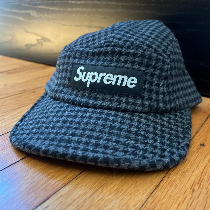 Supreme Supreme FW23 Black Houndstooth Wool Camp Cap | Grailed