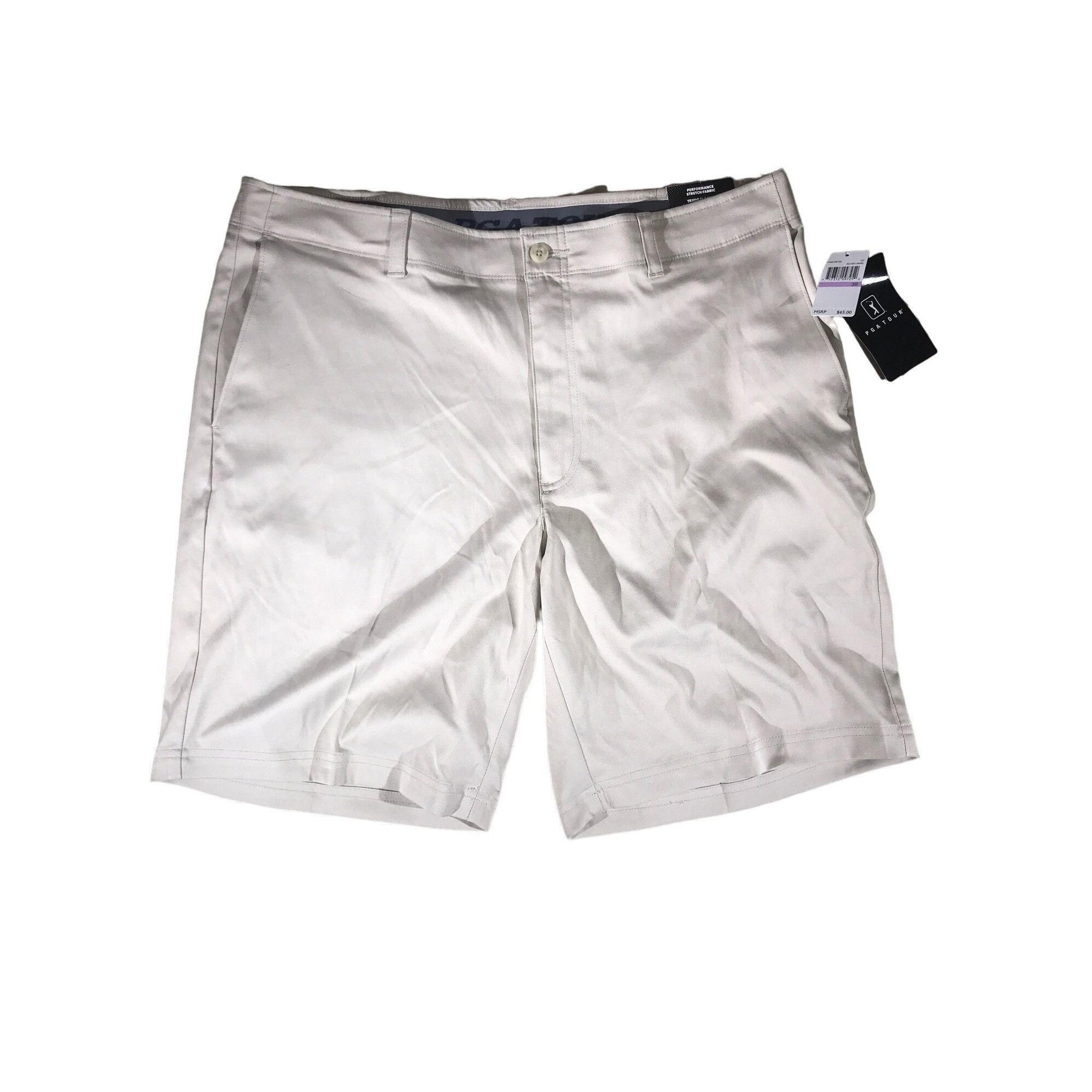 Designer Men's Tan/Beige PGA Tour Silver Lining Active Stretch Shorts Size US 38 / EU 54 - 1 Thumbnail
