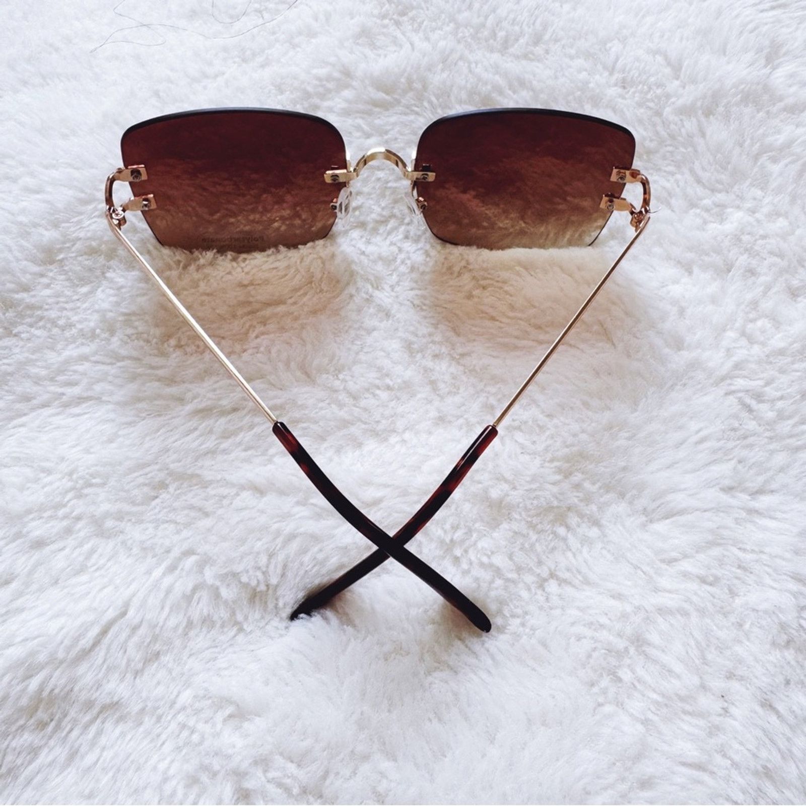 Other Laurel Clear Brown Rimless Sleek Sunglasses Size ONE SIZE - 9 Thumbnail