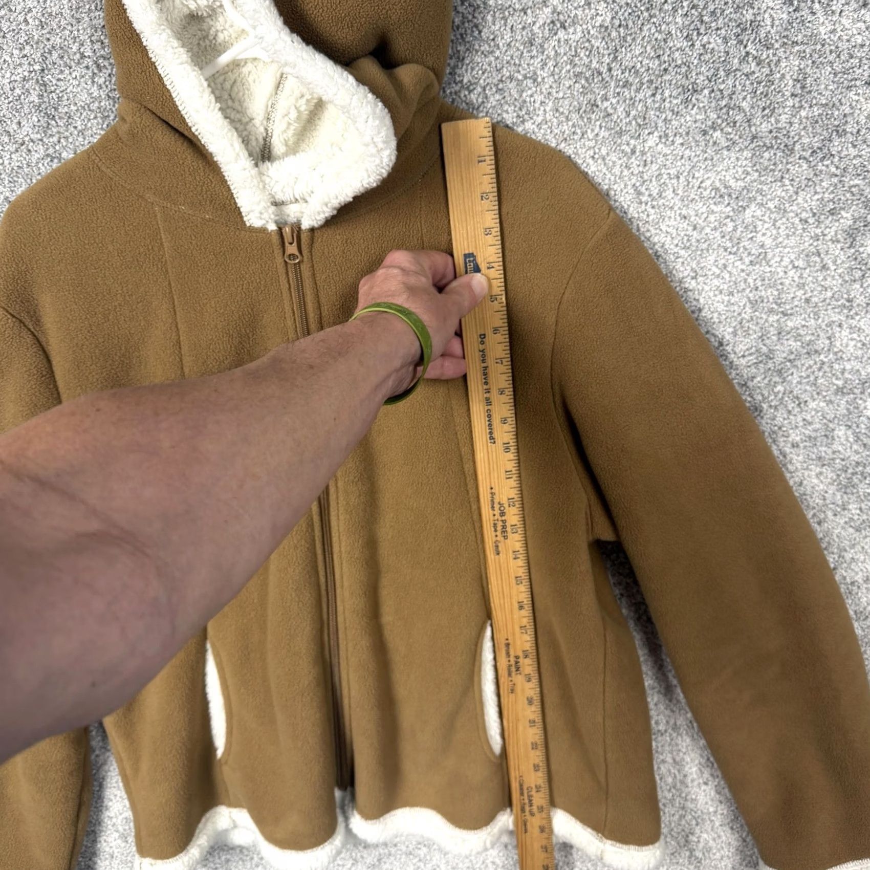 Faded Glory Faded Glory Jacket XL Urban Camel Fleece Hooded Sherpa Lined Short Jacket Women Casual Fall Winter Cabincore Granola Girl Style Shirt/Coat (no N/A) Size XL / US 12-14 / IT 48-50 - 2 Thumbnail