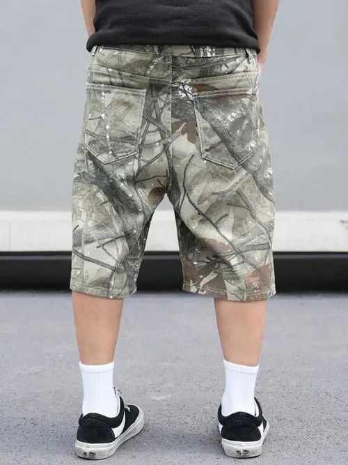 Japanese Brand × Vintage Camo Cargo Y2k Shorts Jorts Denim Size US 32 / EU 48 - 2 Thumbnail