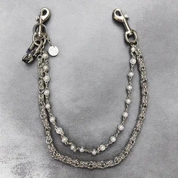 Jewelry Double Layered Pearl Wallet Chain, Keychain for Jeans Size ONE SIZE - 6 Thumbnail