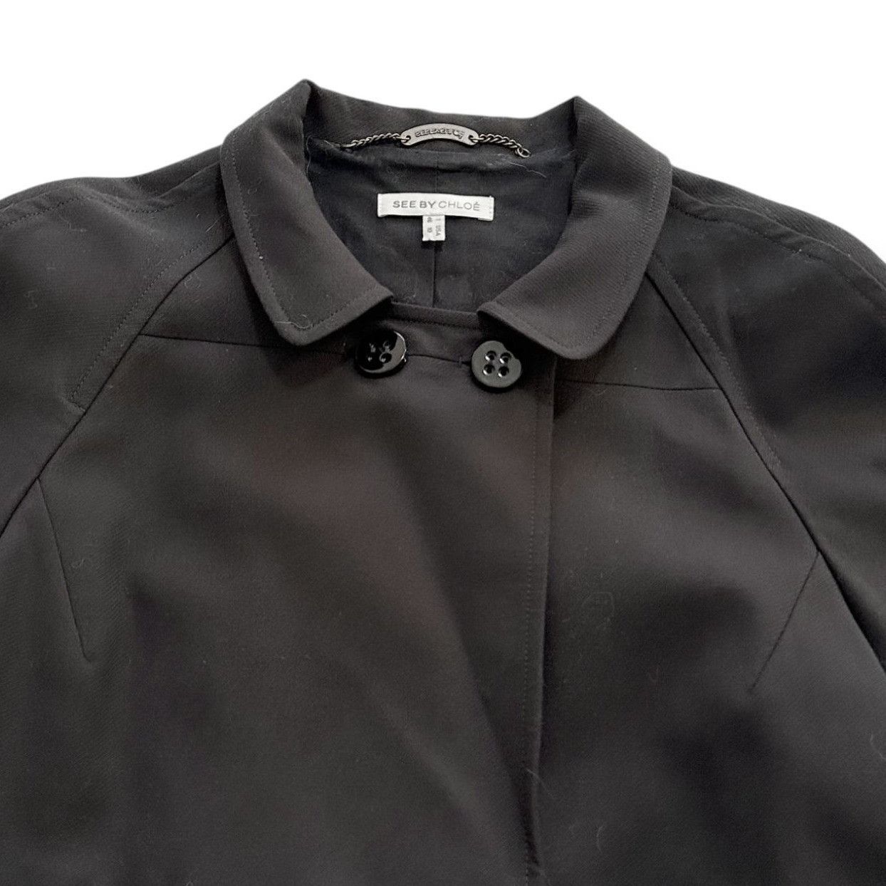 See by Chloe See by Chloe Black Cotton Pea Coat/Jacket, Size US10/Italy 4 Size L / US 10 / IT 46 - 10 Thumbnail