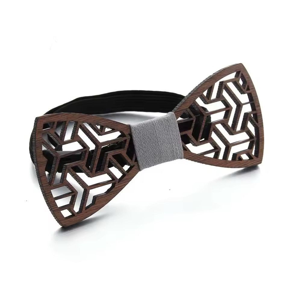 Vintage Geometric Carved Wood Neck Tie Size ONE SIZE - 3 Thumbnail