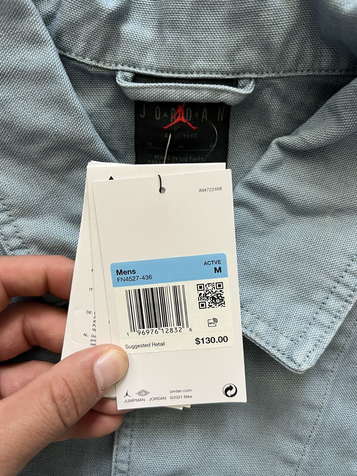 Jordan Brand Air Jordan Men's Essentials Chicago Workwear Jacket Blue Size US M / EU 48-50 / 2 - 8 Thumbnail