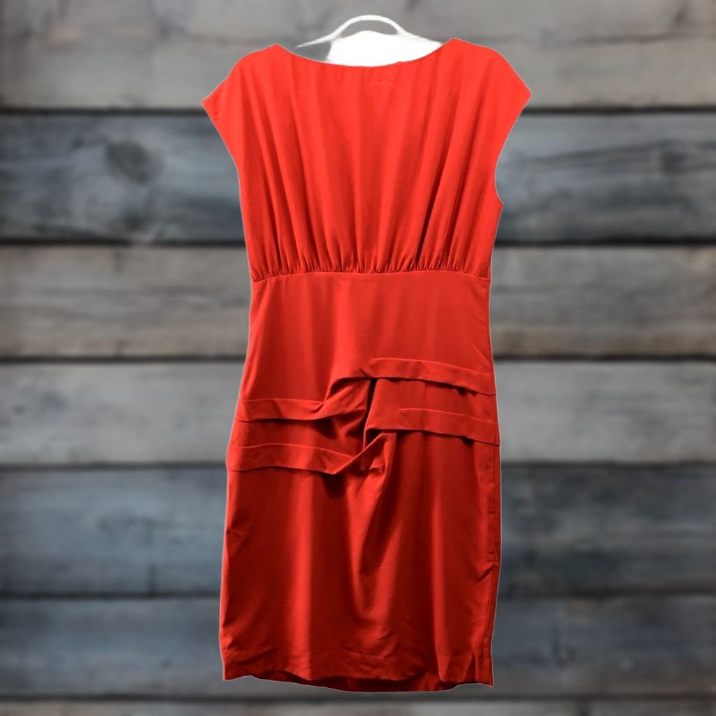 Nicole Miller Nicole Miller Sheath Dress Size 10 Red Silk Blend Cap Sleeve Pleated Formal Dress Size L / US 10 / IT 46 - 1 Thumbnail