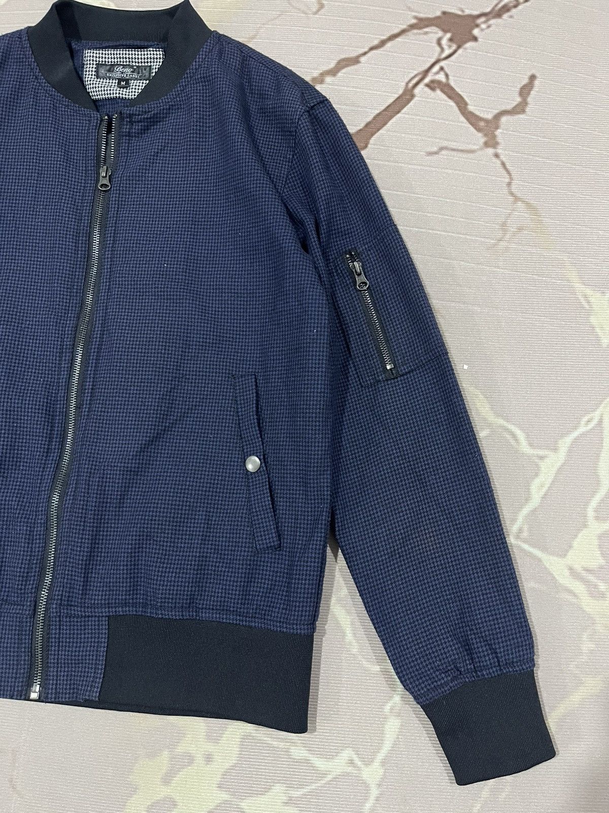 Japanese Brand Beno Navy Houndstooth Bomber Jacket M Size US S / EU 44-46 / 1 - 2 Thumbnail