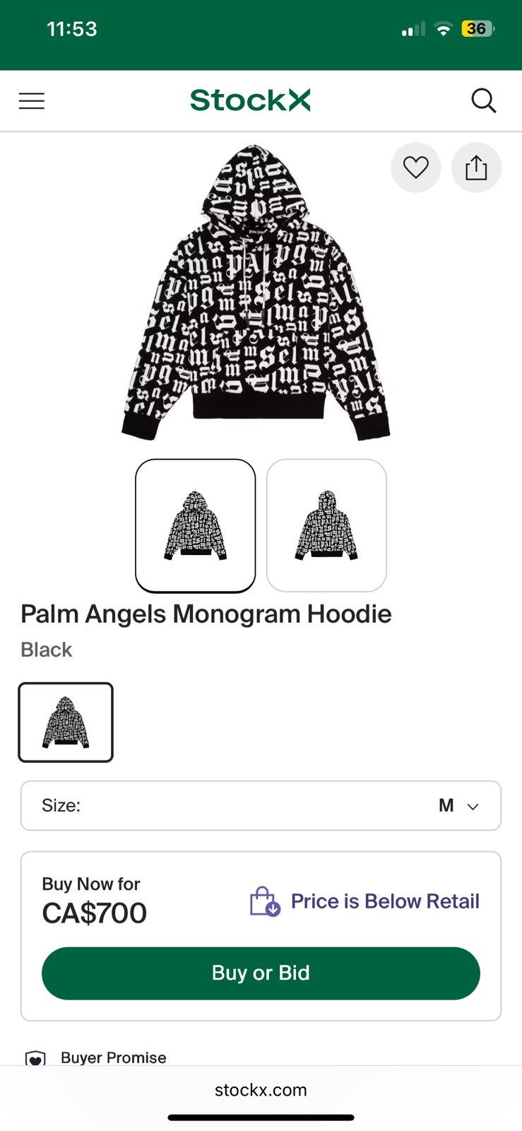Designer × Palm Angels 10/10 condition Palm Angles hoodie Size US L / EU 52-54 / 3 - 6 Thumbnail