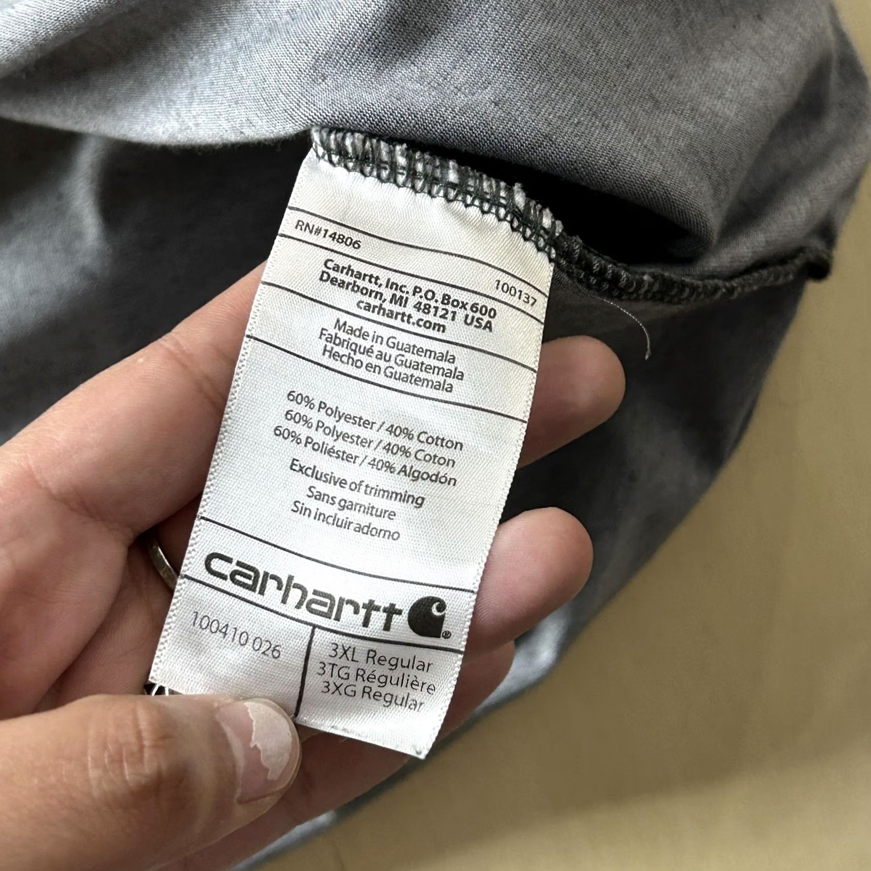Carhartt Carhartt Shirt Mens 3XL Gray Relaxed Fit Pocket Tee T-Shirt Tagless Crew Neck Short Sleeve Workwear Shirt Mens 3XL Gray Pocket Logo Size US XXL / EU 58 / 5 - 4 Thumbnail