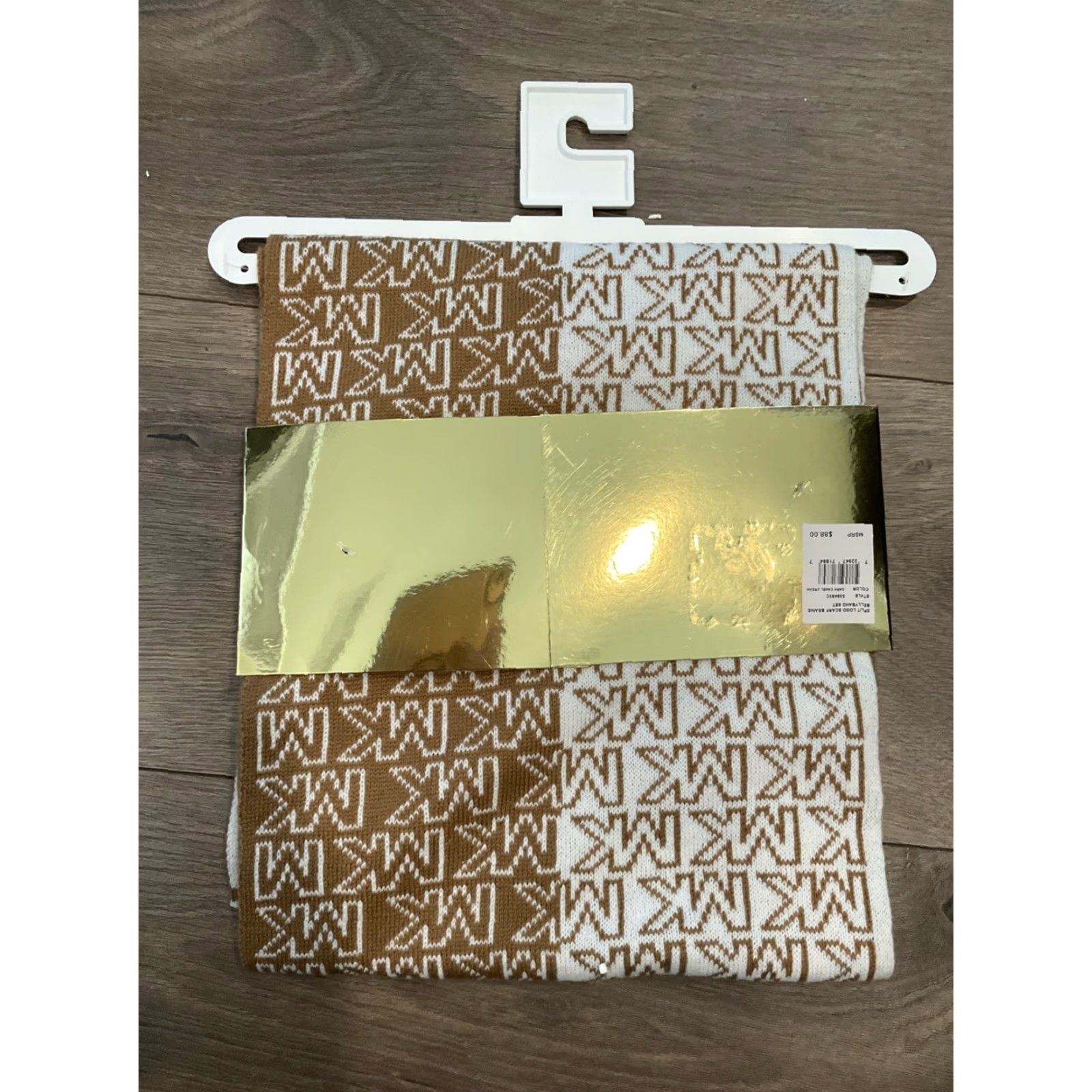 Michael Kors Michael Kors Scarf & Reversible Hat Camel Tan & Cream MK Logo Set Women One Size Accessories Size ONE SIZE - 2 Thumbnail