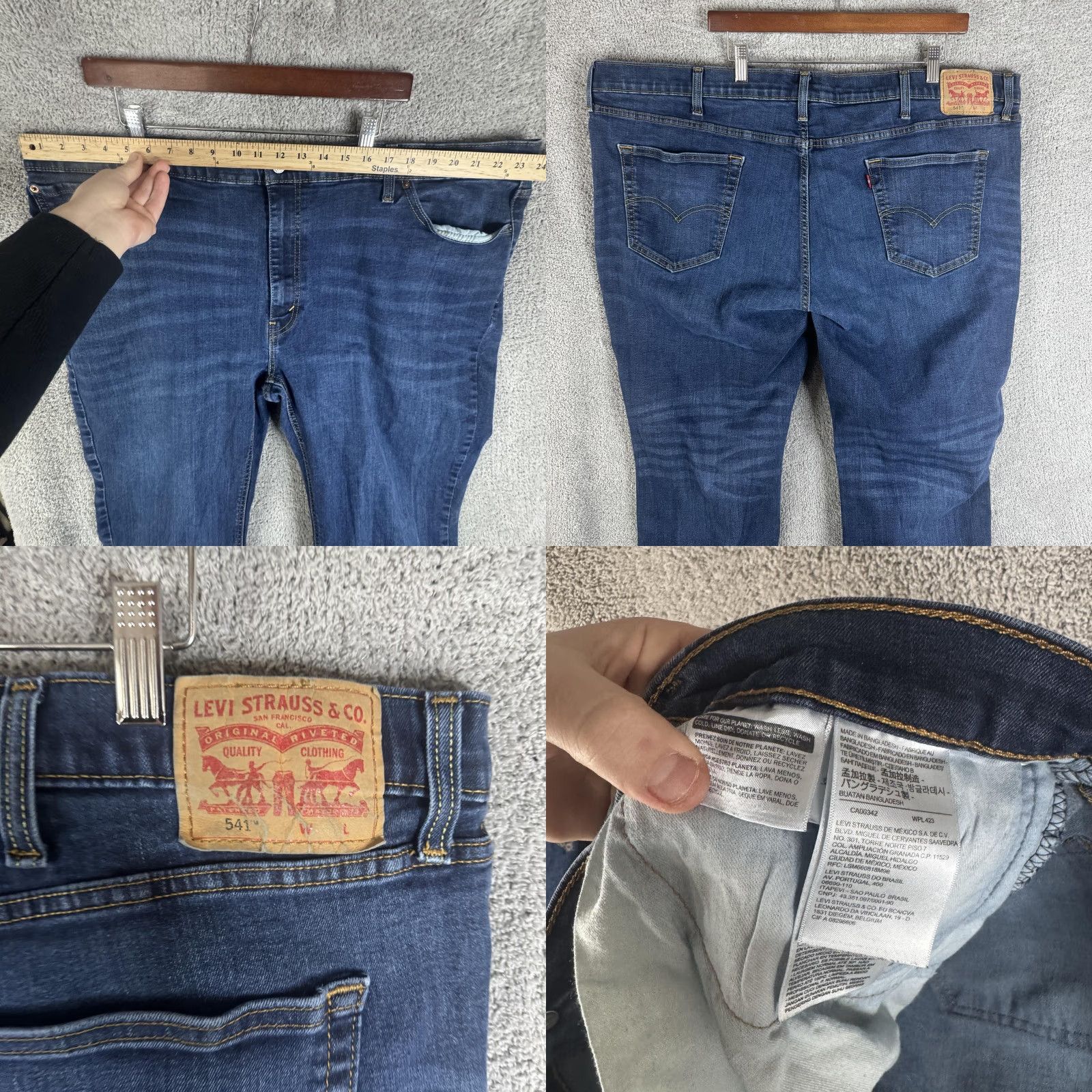 Levi's Levi's 541 Jeans Mens 50x28 Blue Athletic Tapered Denim Dark Wash Big & Tall Jeans Size US 34 / EU 50 - 8 Thumbnail