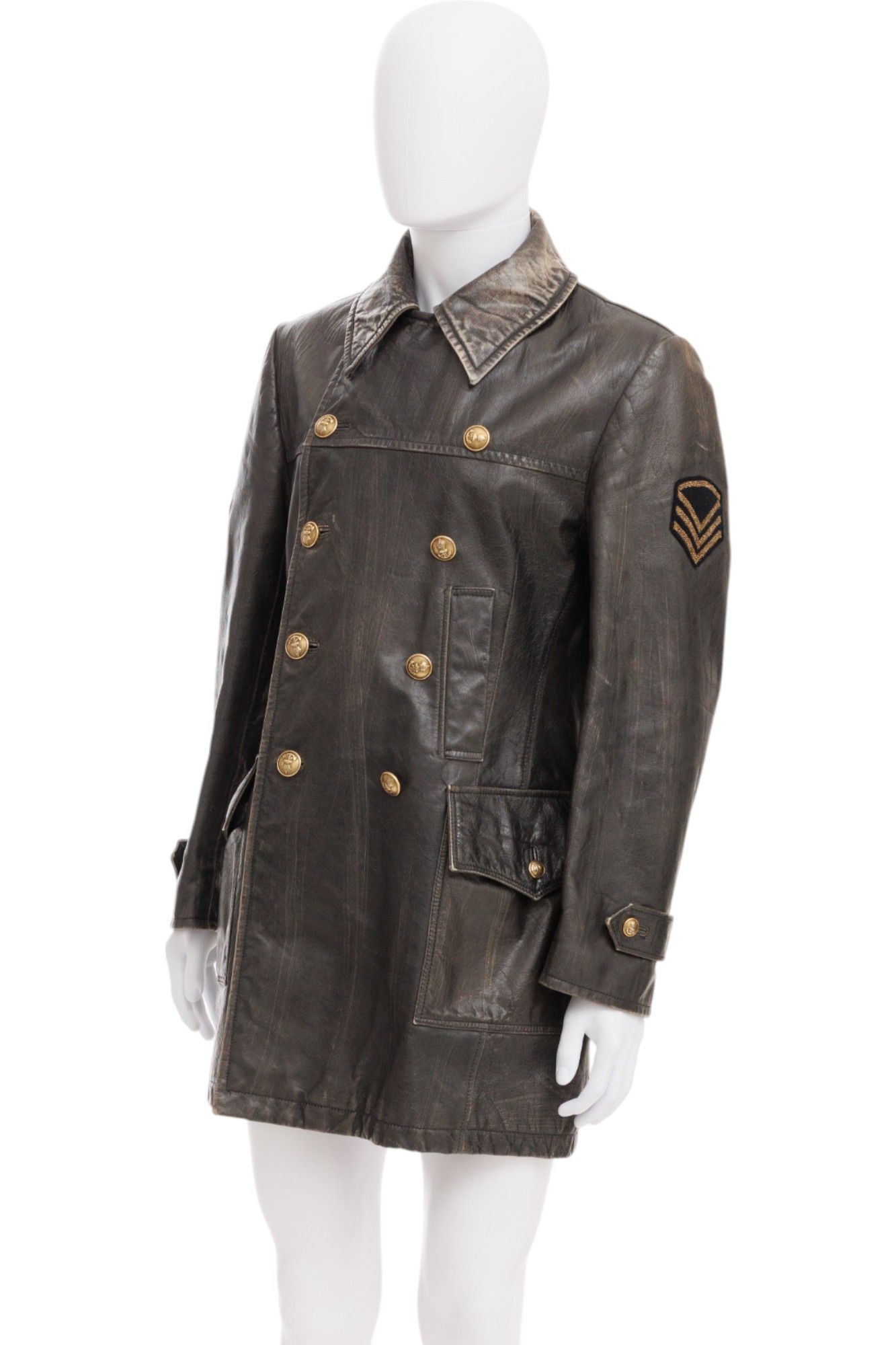 Dolce & Gabbana Black Leather Military Coat Size US S / EU 44-46 / 1 - 2 Thumbnail