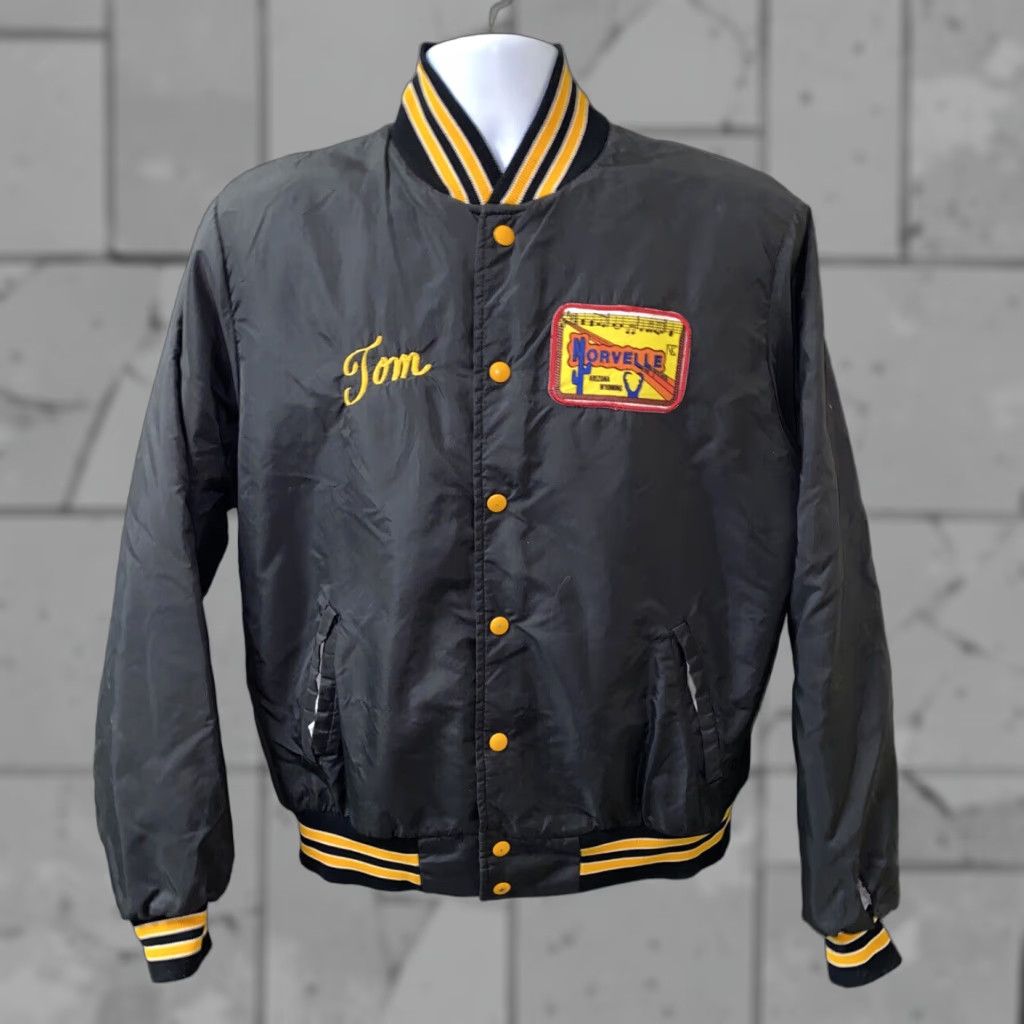 Vintage VINTAGE Rennoe Mens Jacket Snap Button Lined Fleece Black Yellow Size L Size US L / EU 52-54 / 3 - 1 Thumbnail