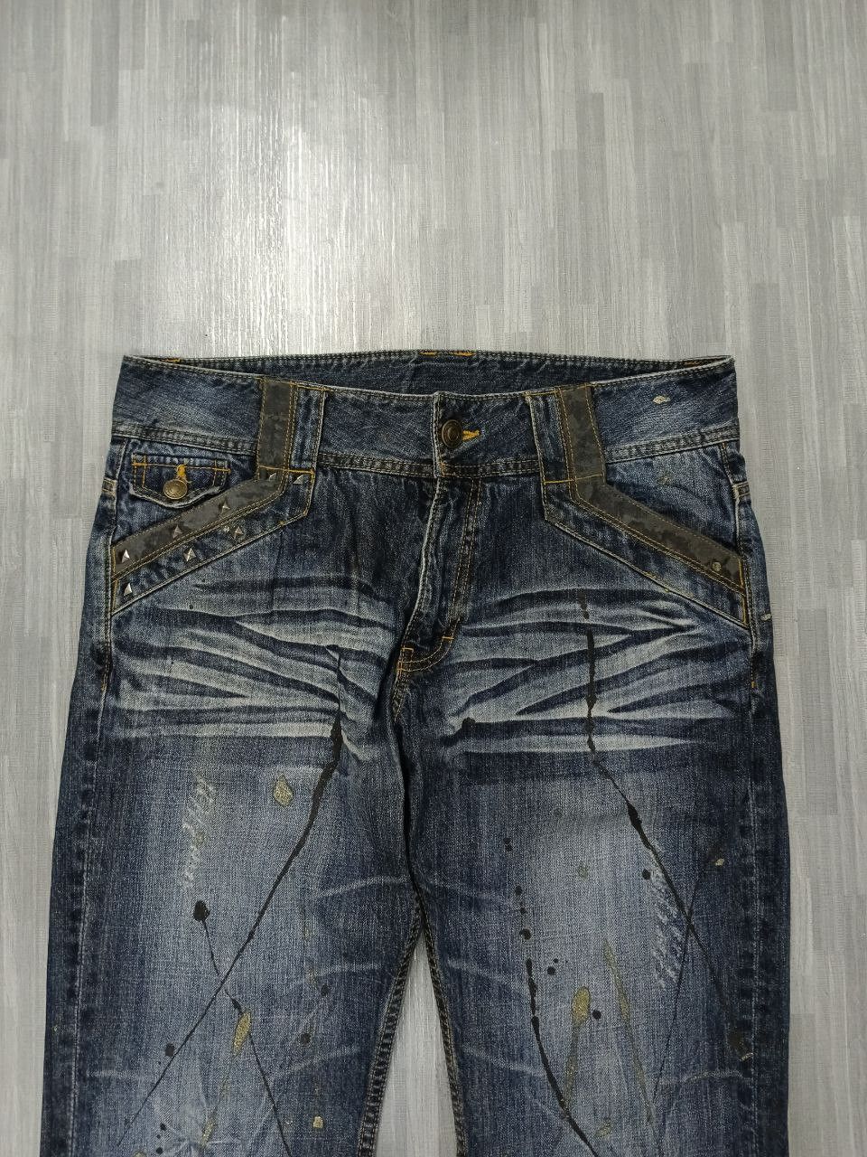 Japanese Brand FLARE SPLATTER WASHED UNBRANDED DENIM PANTS Size US 33 - 4 Thumbnail
