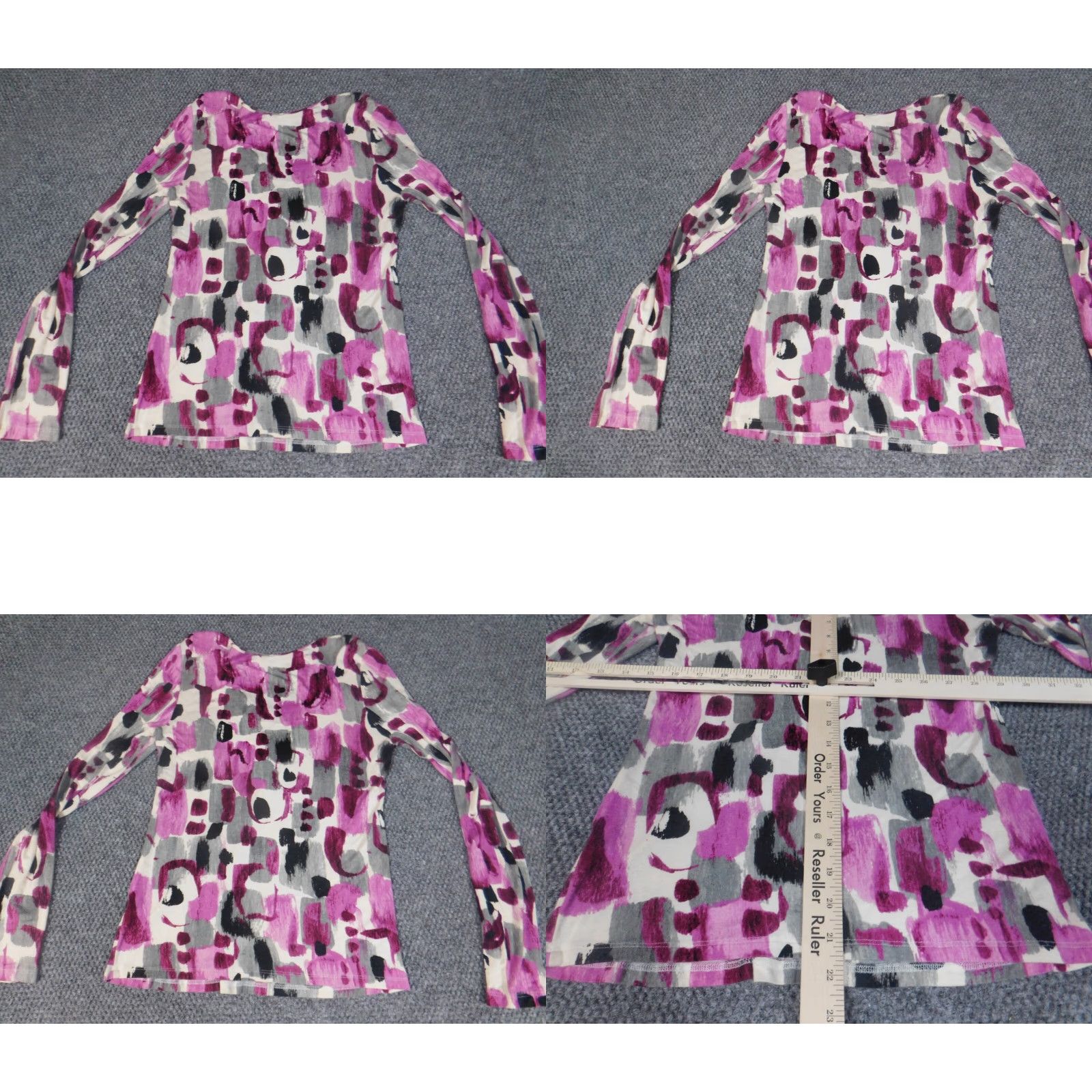 Madison Madison Womens Blouse S Purple Crew Neck Pullover Stretch Top Shirt Casual Rayon Geometric Long Sleeve Regular Classic Womens Size S / US 4 / IT 40 - 8 Thumbnail