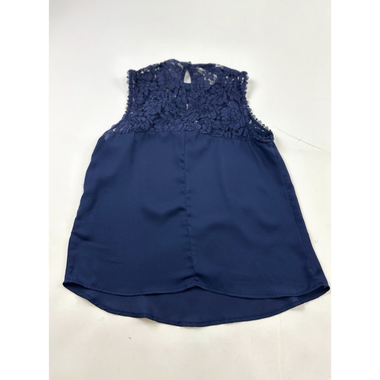 Anthropologie Paper Crane Shirt Women’s S Blue Lace Top Sleeveless Mock Neck Pullover Casual Tank Blouse Size S / US 4 / IT 40 - 2 Thumbnail