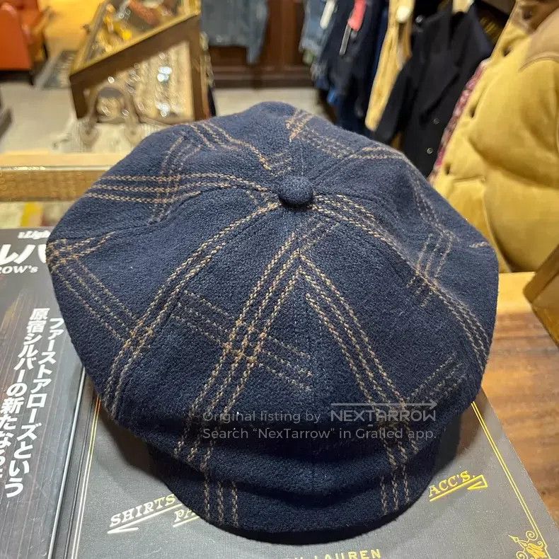RRL Ralph Lauren Thick woolen plaid newsboy hat