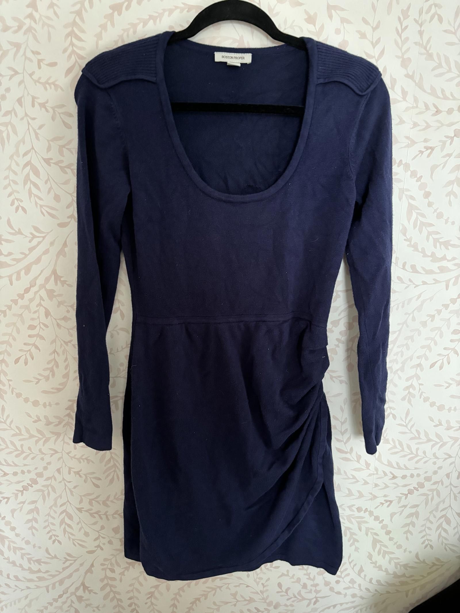 Designer EUC Boston Proper Knit Long Sleeve Dress -Size 8 - Navy Blue Size M / US 6-8 / IT 42-44 - 1 Thumbnail