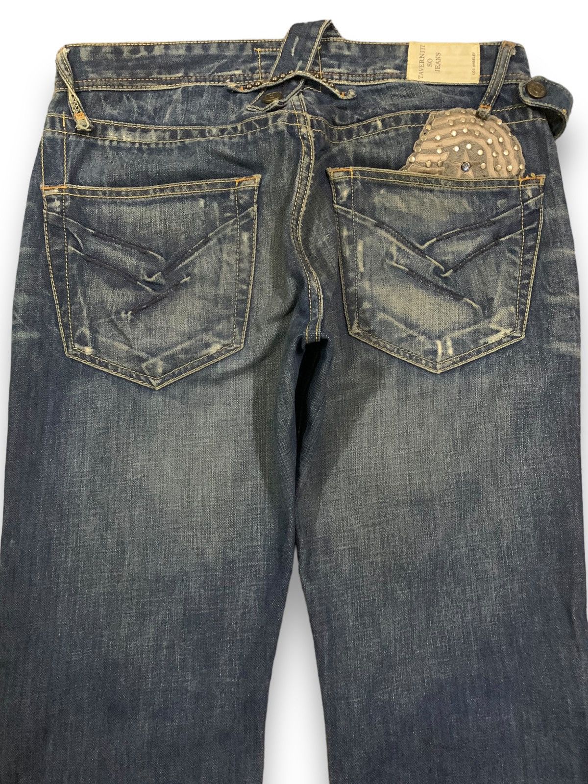 Tornado Mart Vintage Jimmy Taverniti Studded Flare Distress Grunge Jeans Size US 31 - 12 Thumbnail