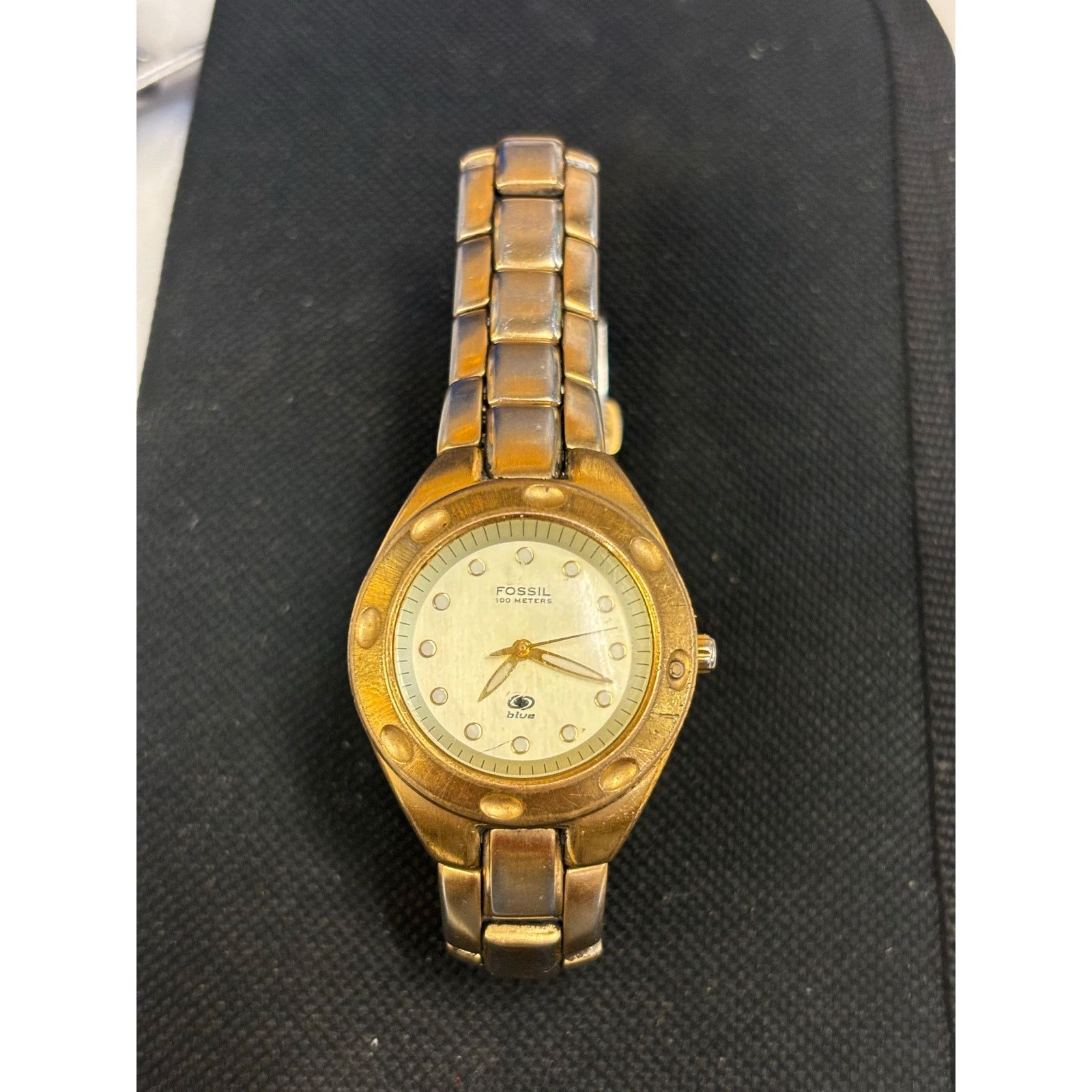 Fossil Vintage Fossil Blue AM-3357 Gold Tone Womens Watch! Size ONE SIZE - 4 Thumbnail