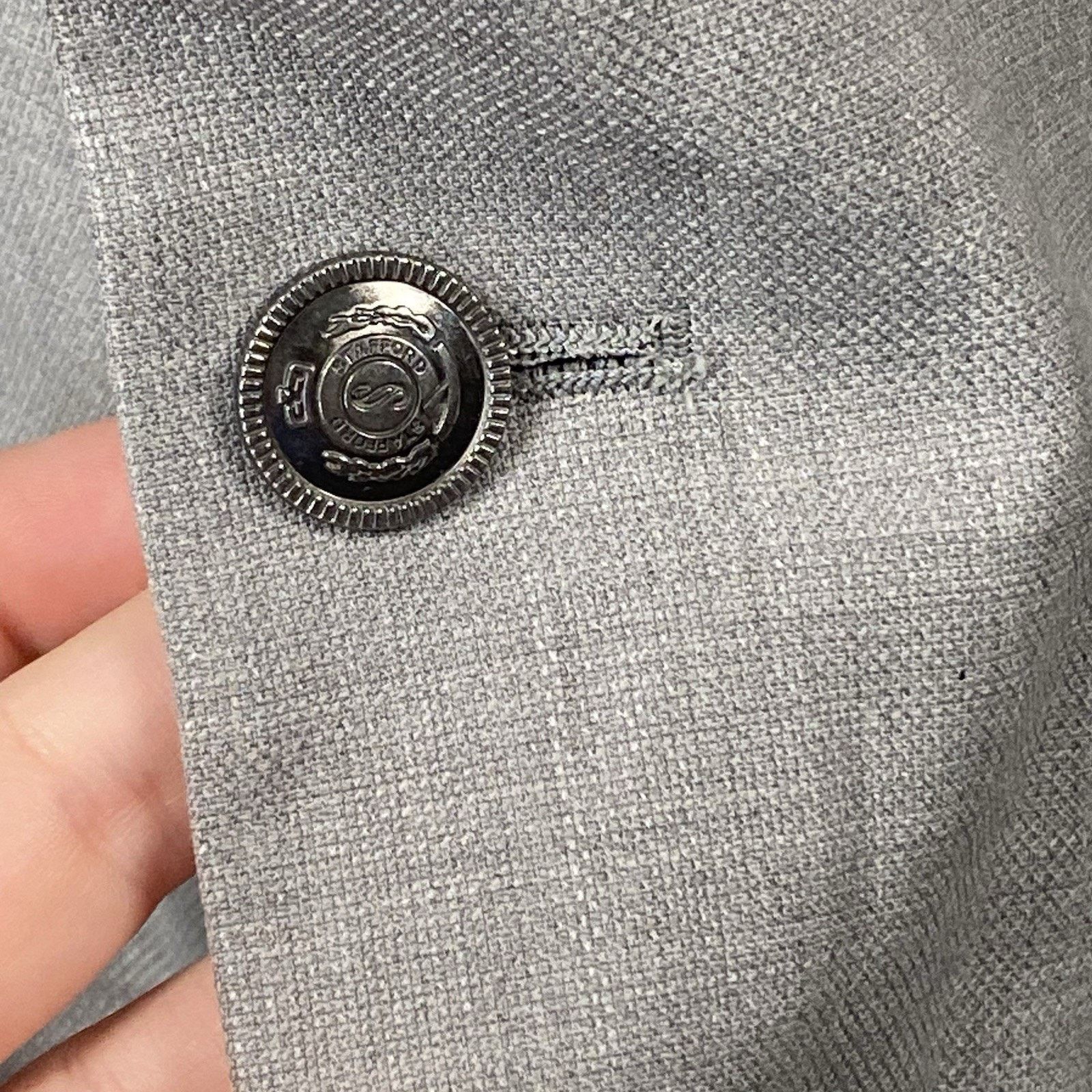 Stafford Stafford Hopsack Blazer Men's 42R Classic Fit Wool Gray Size 42R - 3 Thumbnail
