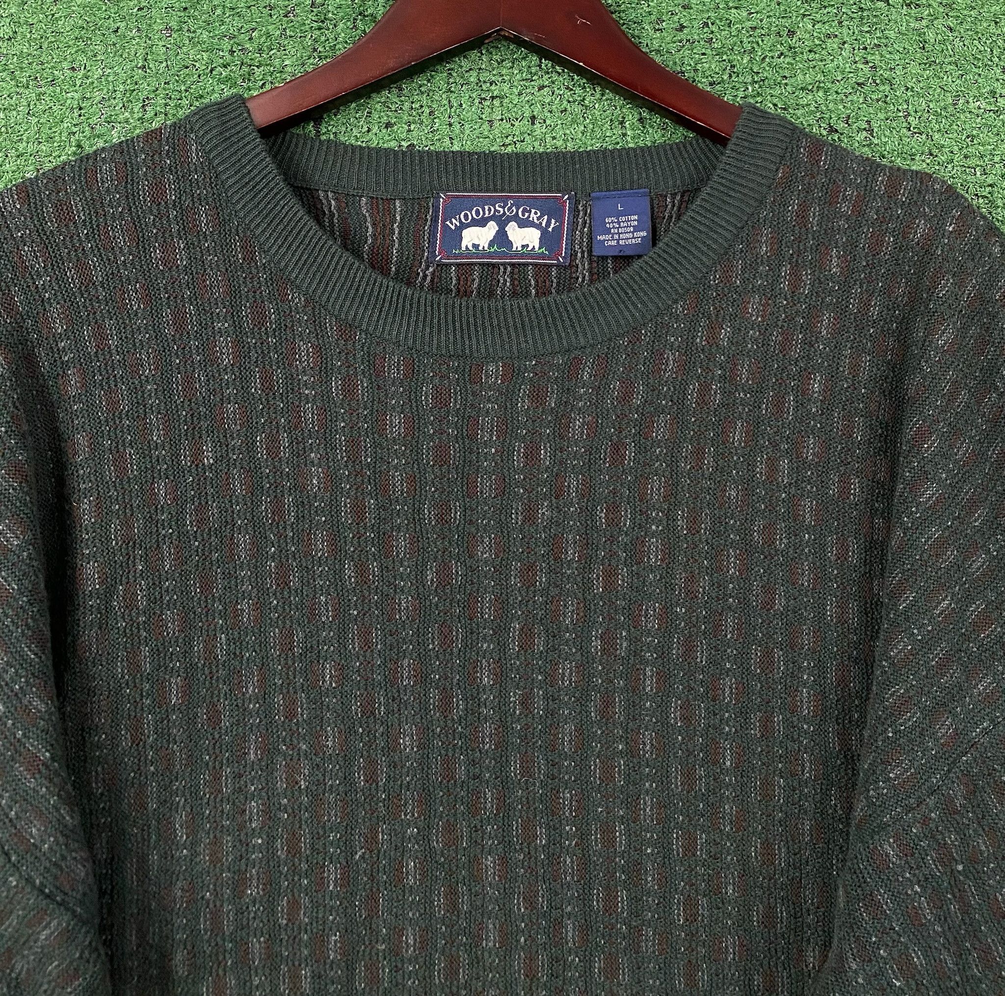 Vintage 90’s Woods And Gray Forest Green Patterned Sweater XL Size US XL / EU 56 / 4 - 2 Thumbnail