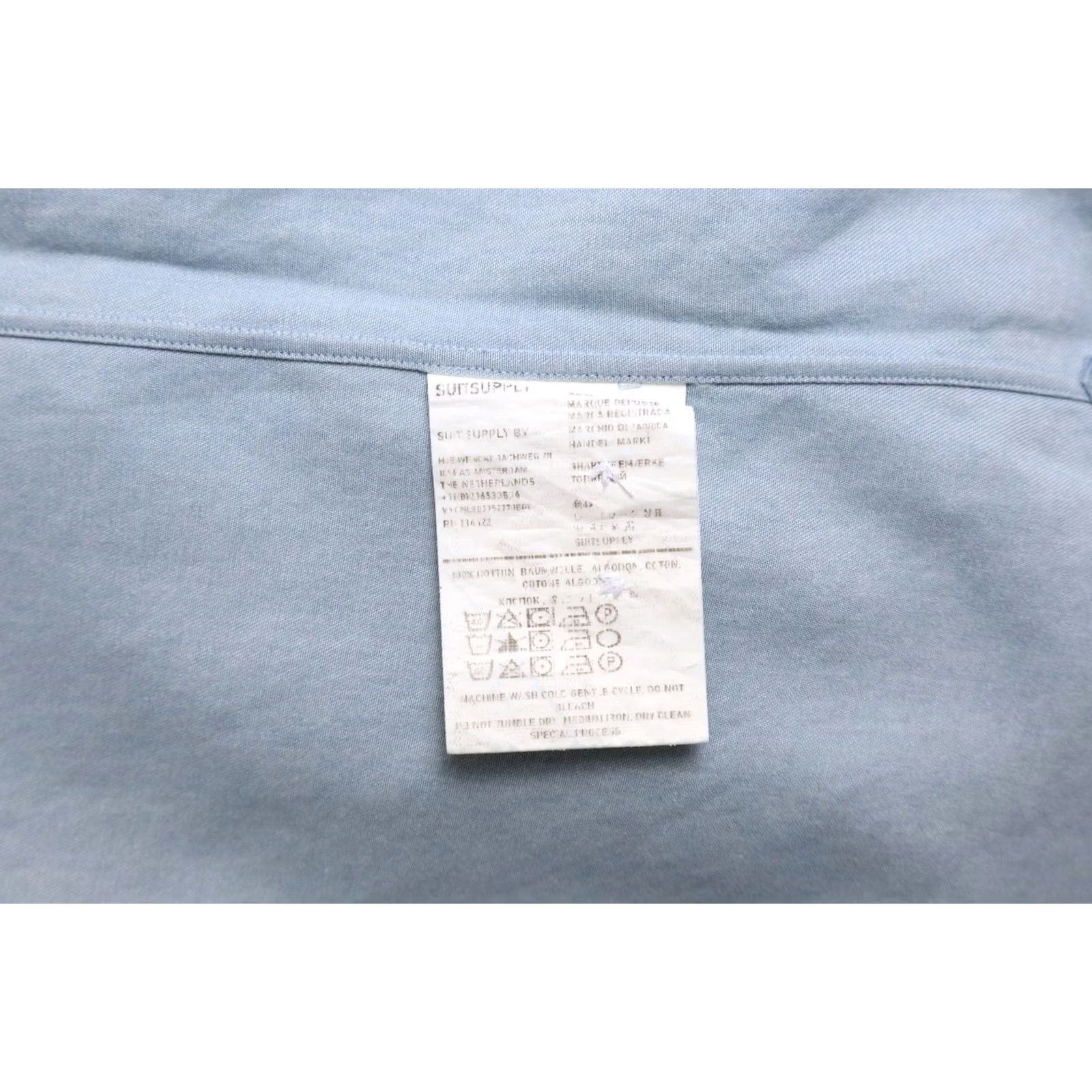Suitsupply Suitsupply Extra Slim Fit Formal Shirt Blue Mens MEDIUM Button Down Neck Size 40R - 7 Thumbnail