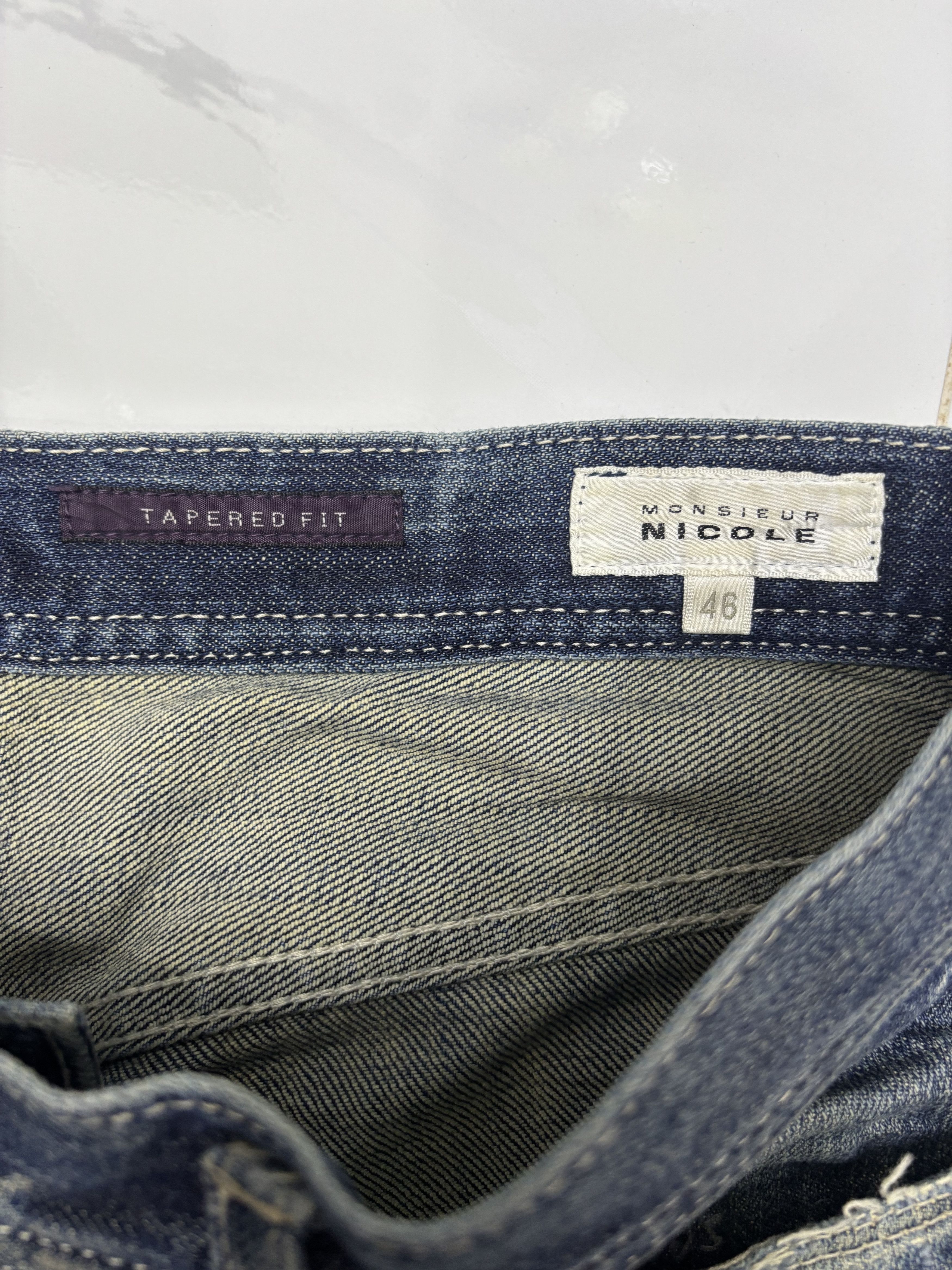 Le Grande Bleu (L.G.B.) × Nicole Club × Tornado Mart Nicole Monsieur Tapered Fit Distressed Denim Jeans Size US 31 - 9 Thumbnail