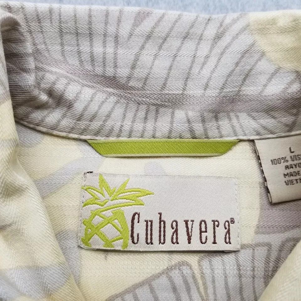 Cubavera Cubavera Shirt Mens Large Tan Hawaiian Floral Button Up Size US L / EU 52-54 / 3 - 6 Thumbnail