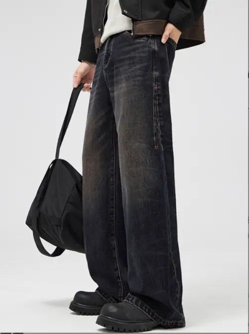 Japanese Brand American trendy high street men's straight washed jeans Size US 32 / EU 48 - 1 Thumbnail