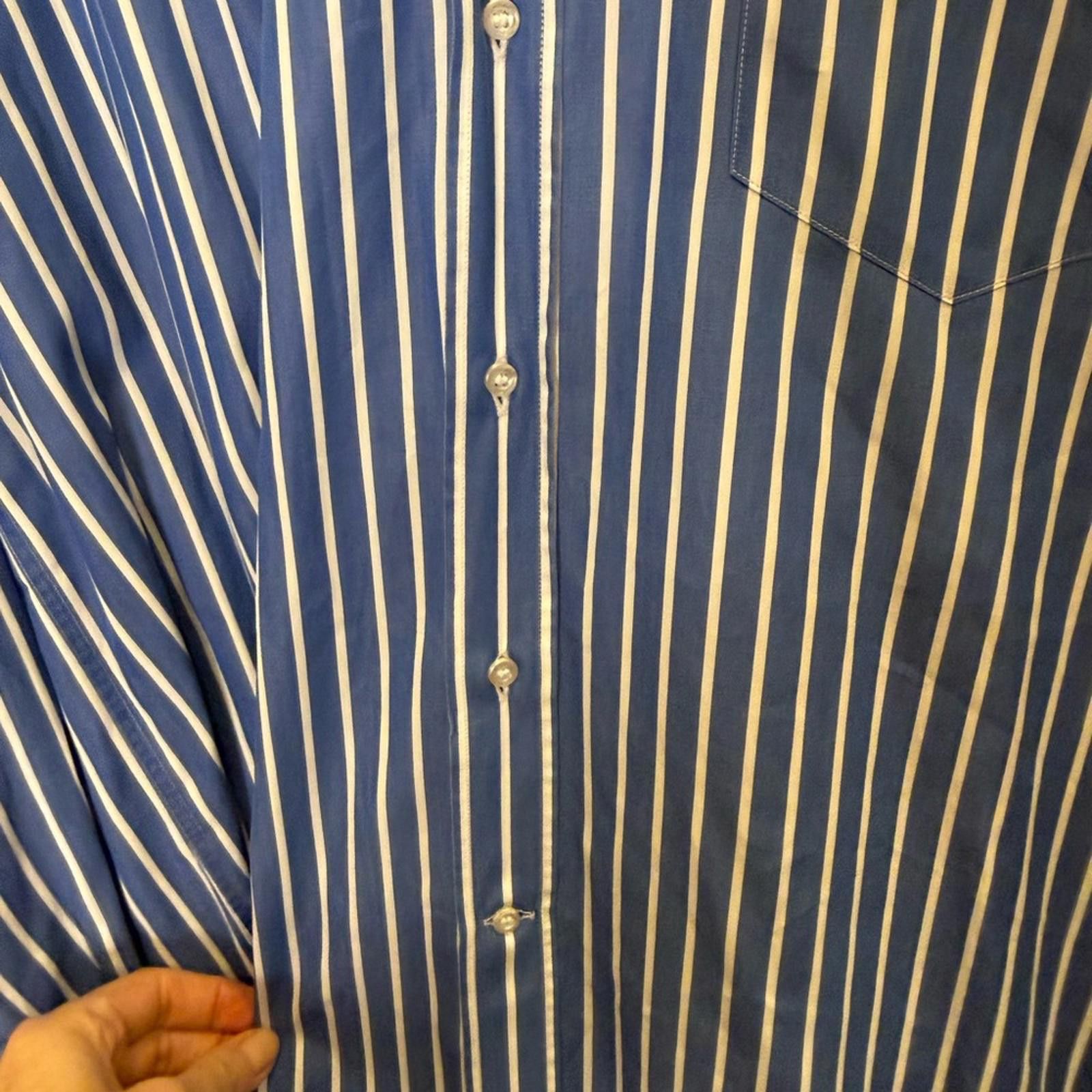 Paul & Shark Paul & Shark Men’s Navy and White Striped Shirt sz 42 Size US L / EU 52-54 / 3 - 6 Thumbnail