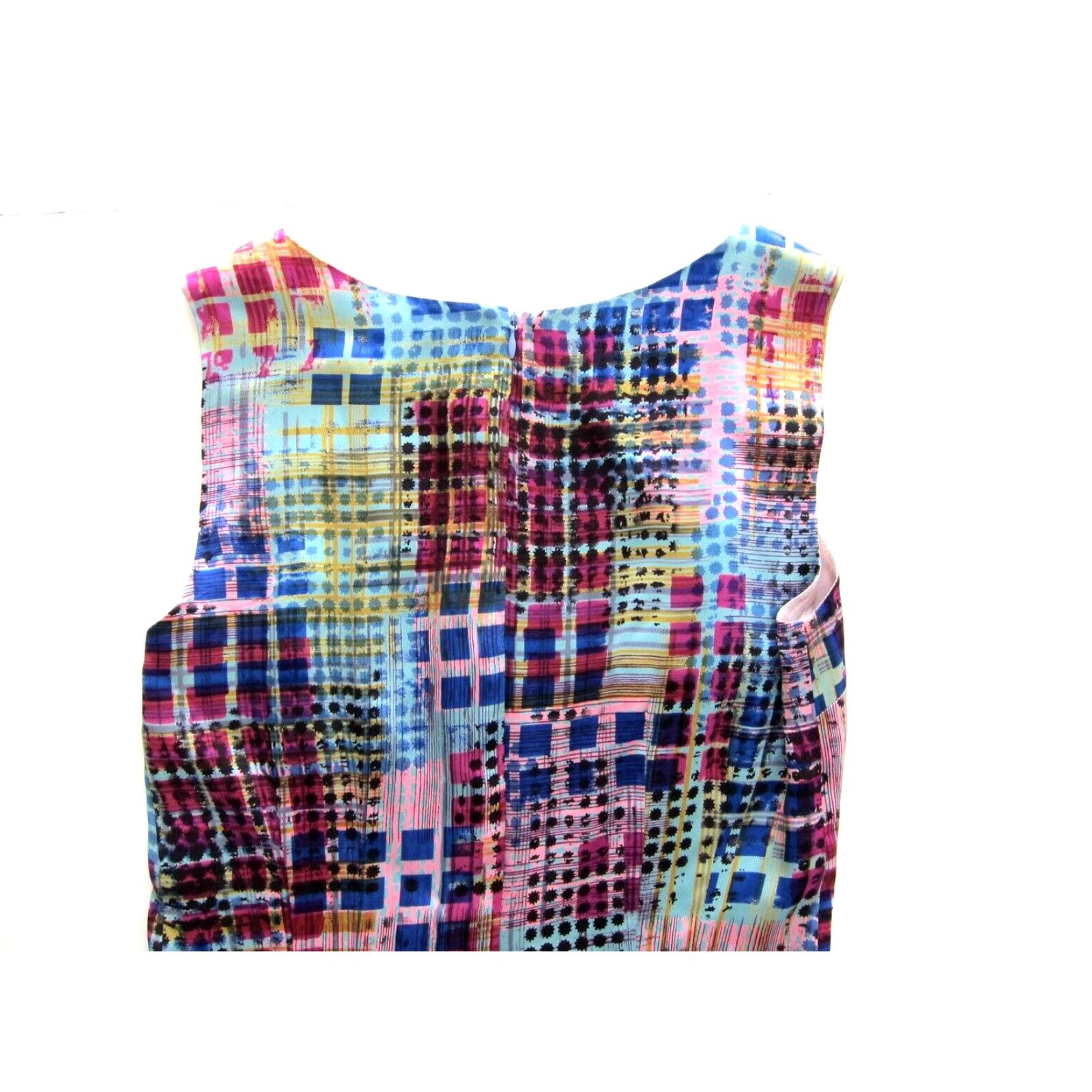 Pinko Mercy Jones 100% Rayon Pink Blue Plaid Sleeveless Sheath Tank Dress Small Size S / US 4 / IT 40 - 5 Thumbnail