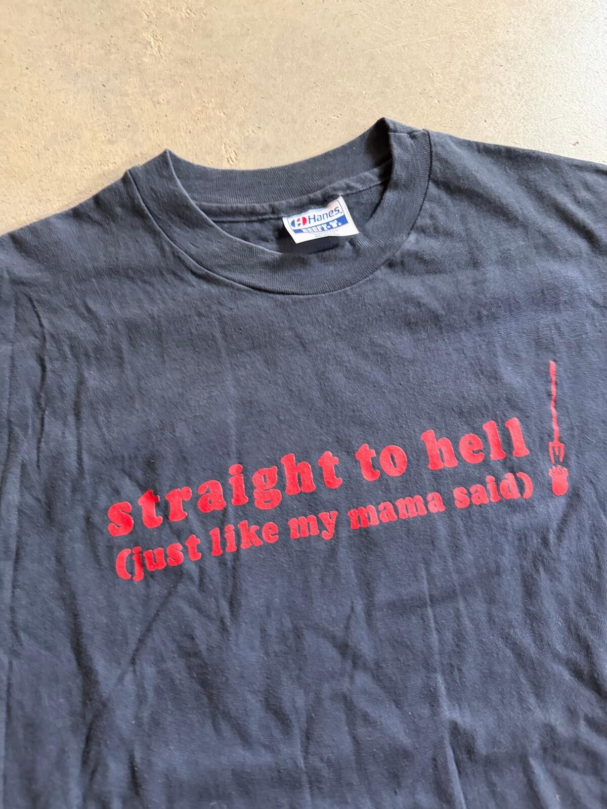 Hanes VTG Drivin & Cryin Straight To Hell Tee Sz M Size US M / EU 48-50 / 2 - 3 Thumbnail