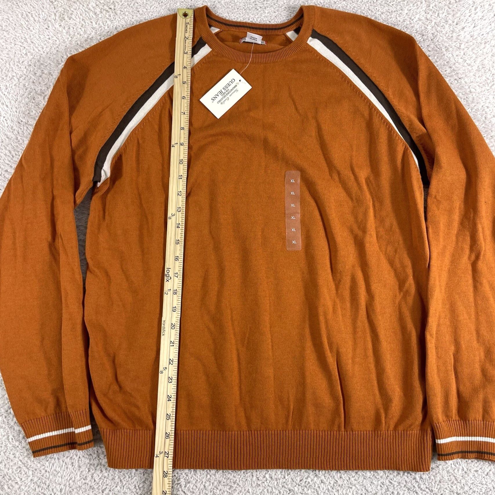 Guess VINTAGE GUESS Sweater Mens XL Brown Orange Cotton Y2K Knit Pullover Grunge NWT Size US XL / EU 56 / 4 - 7 Thumbnail