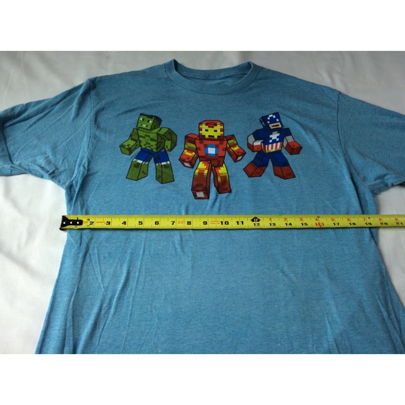Vintage VINTAGE Marvel 8 Bit Superhero T Shirt Sz L EUC Blue Tee - Ironman Hulk Captain America Mens Shirt Graphic Tee 80s 90s Size US L / EU 52-54 / 3 - 4 Thumbnail