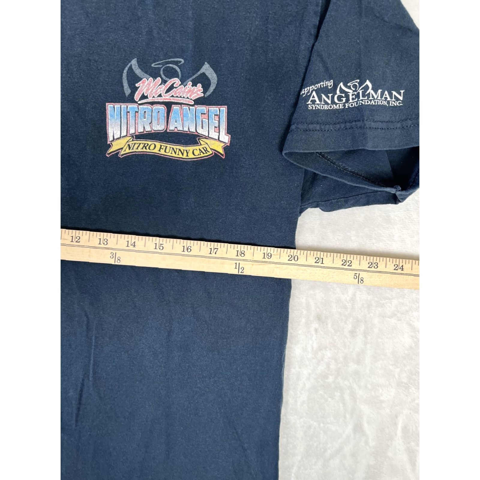 Vintage Vintage McCain's Nitro Angel T-Shirt Mens Medium Blue Drag Racing Graphics Back Logo Crew Neck Short Sleeve Size US M / EU 48-50 / 2 - 7 Thumbnail