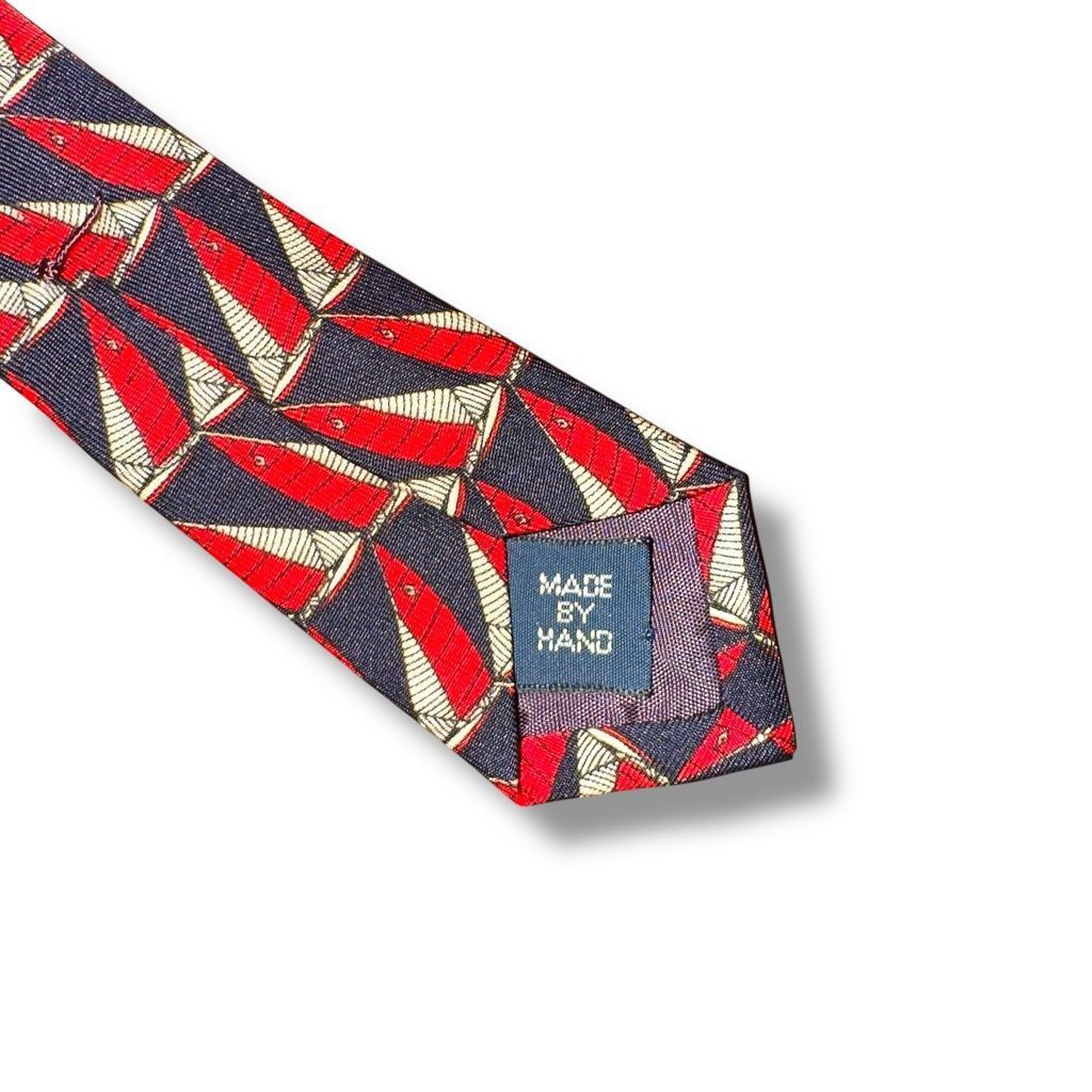 Polo Ralph Lauren Polo Ralph Lauren Red & Navy Boat Print 100% Silk Handmade i Size ONE SIZE - 4 Thumbnail
