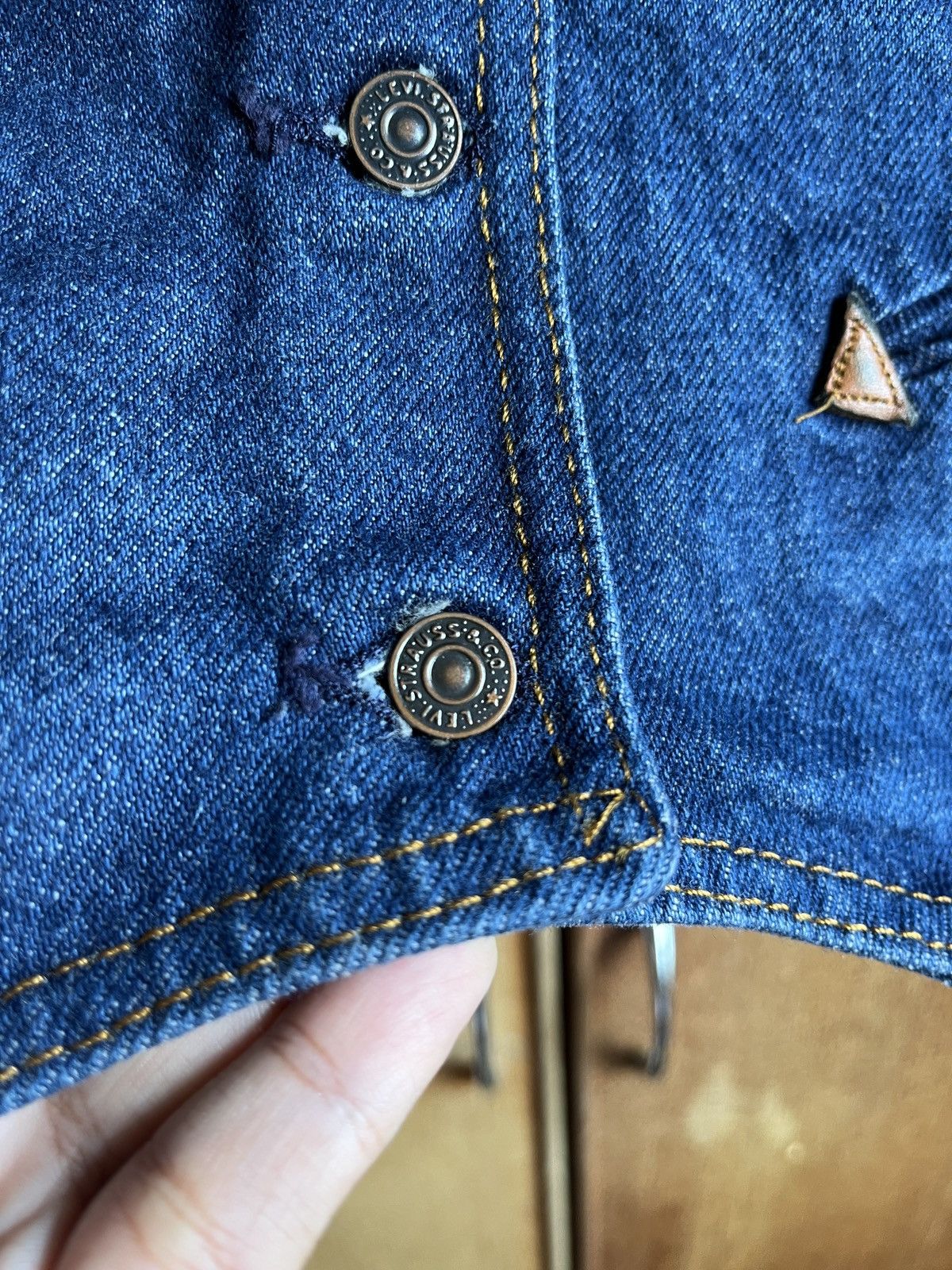 Levi's Vintage 1970s Levis Smile Pocket Leather Trim Vest Size L / US 10 / IT 46 - 3 Thumbnail