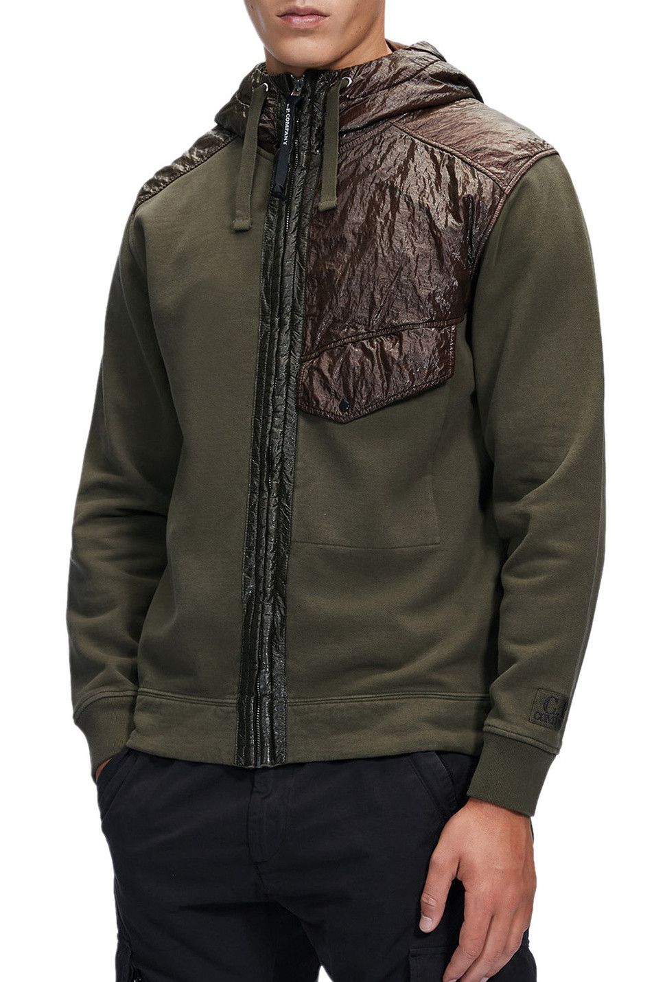 C.P. Company o1y1224 Two-tone Hoodie in Military Green/Brown Size US XS / EU 42 / 0 - 3 Thumbnail