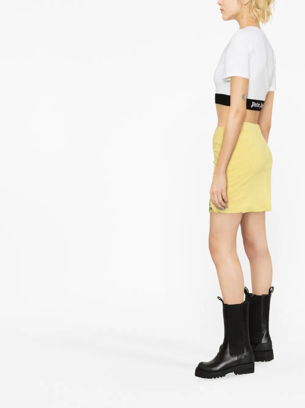 Palm Angels o1y1125 Mini Skirt in Yellow/Black Size 30" / US 8 / IT 44 - 2 Thumbnail