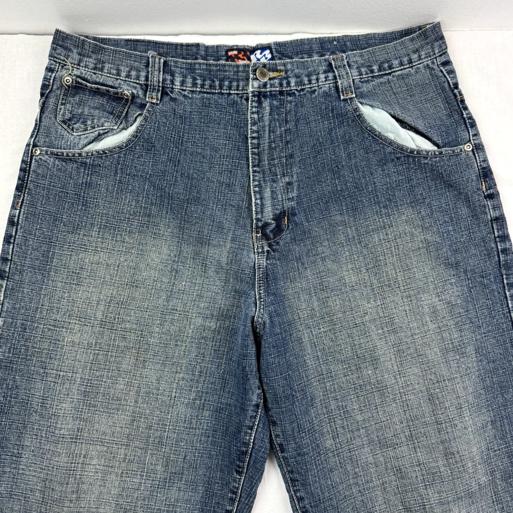 Vintage VINTAGE Raw Blue Jeans Men 36x32 Embroidered Baggy Hipster Punk Grunge Blue 90s Mens Size US 36 / EU 52 - 6 Thumbnail