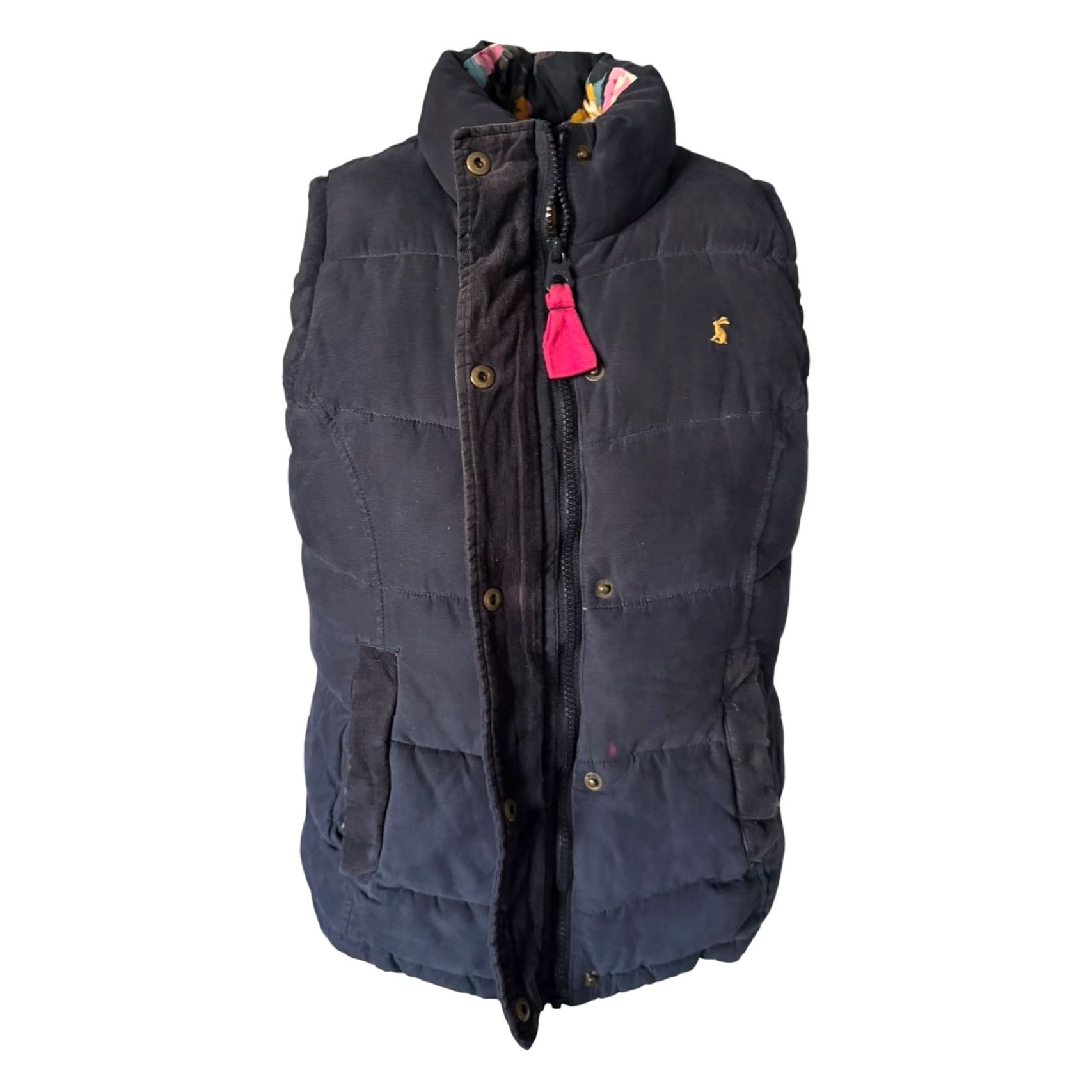 Vintage Joules Original Padded Gilet Bodywarmer Navy Floral Lining Women’s UK 14 / EU L / US 10, Navy, Gilet, Women’s, 14 Size XL / US 12-14 / IT 48-50 - 2 Thumbnail