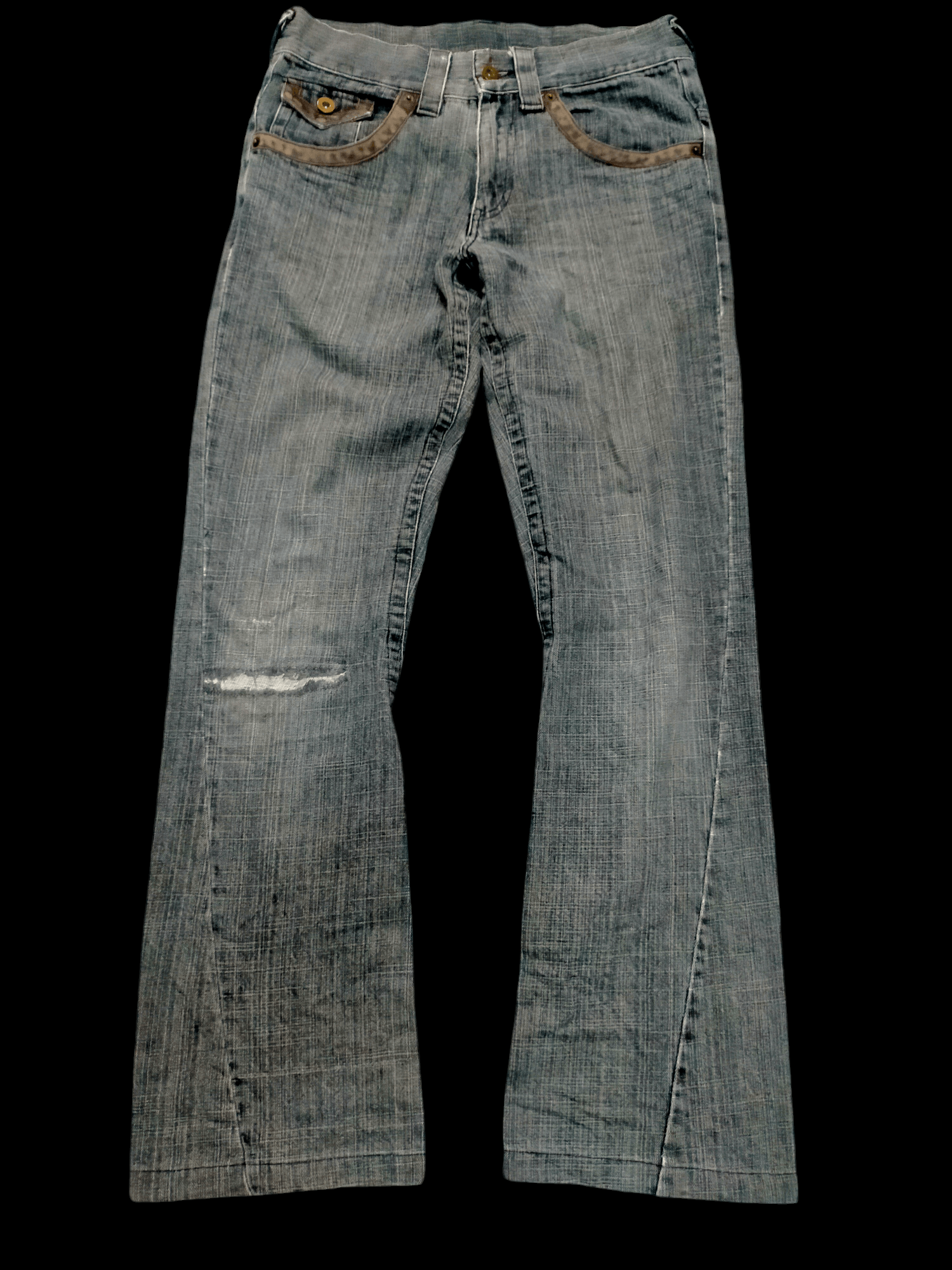 If Six Was Nine × Japanese Brand × Le Grande Bleu (L.G.B.) 🔥Flare🔥 Gumu International Washed Distressed Jeans Size US 31 - 1 Thumbnail