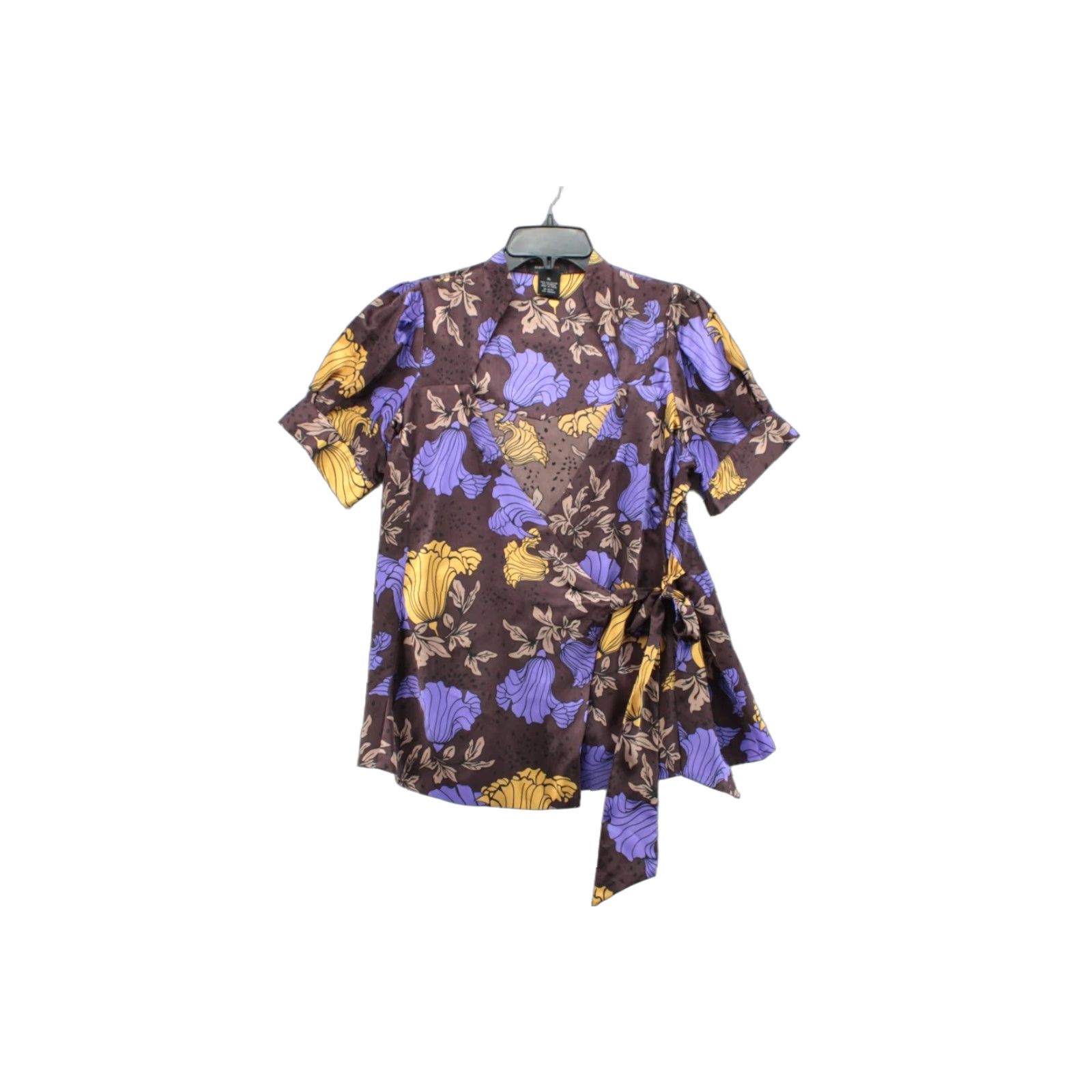 Bcbgmaxazria VINTAGE BCBGMAXAZRIA Blouse Women's XL Floral Purple Brown Y2K Fairy Faux Wrap Blouse Size XL / US 12-14 / IT 48-50 - 1 Thumbnail