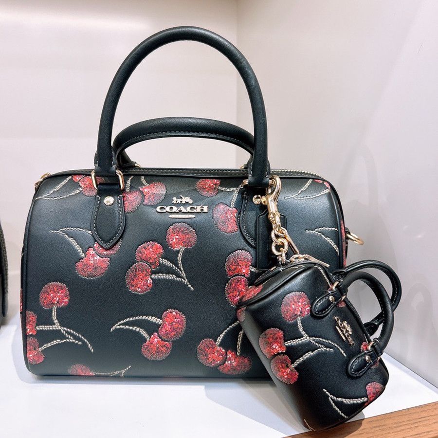 Coach Mini Rowan Bag Charm With Cherry Print CDB17 Size ONE SIZE - 2 Thumbnail