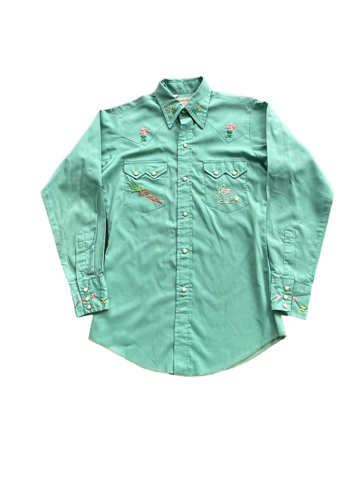 image of Made In USA Vintage 70’S Washington Dee Cee Western Shirt in Green, Men's (Size Small)